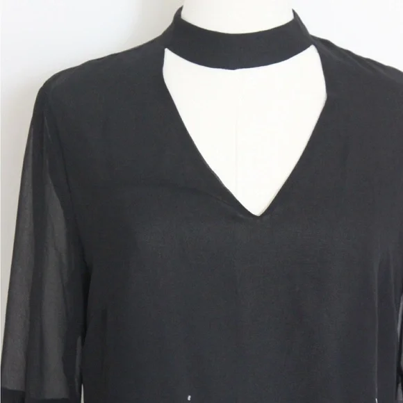 Black High Neck Blouse with Bell sleeve from White House Black Marker - Picture 2 of 6